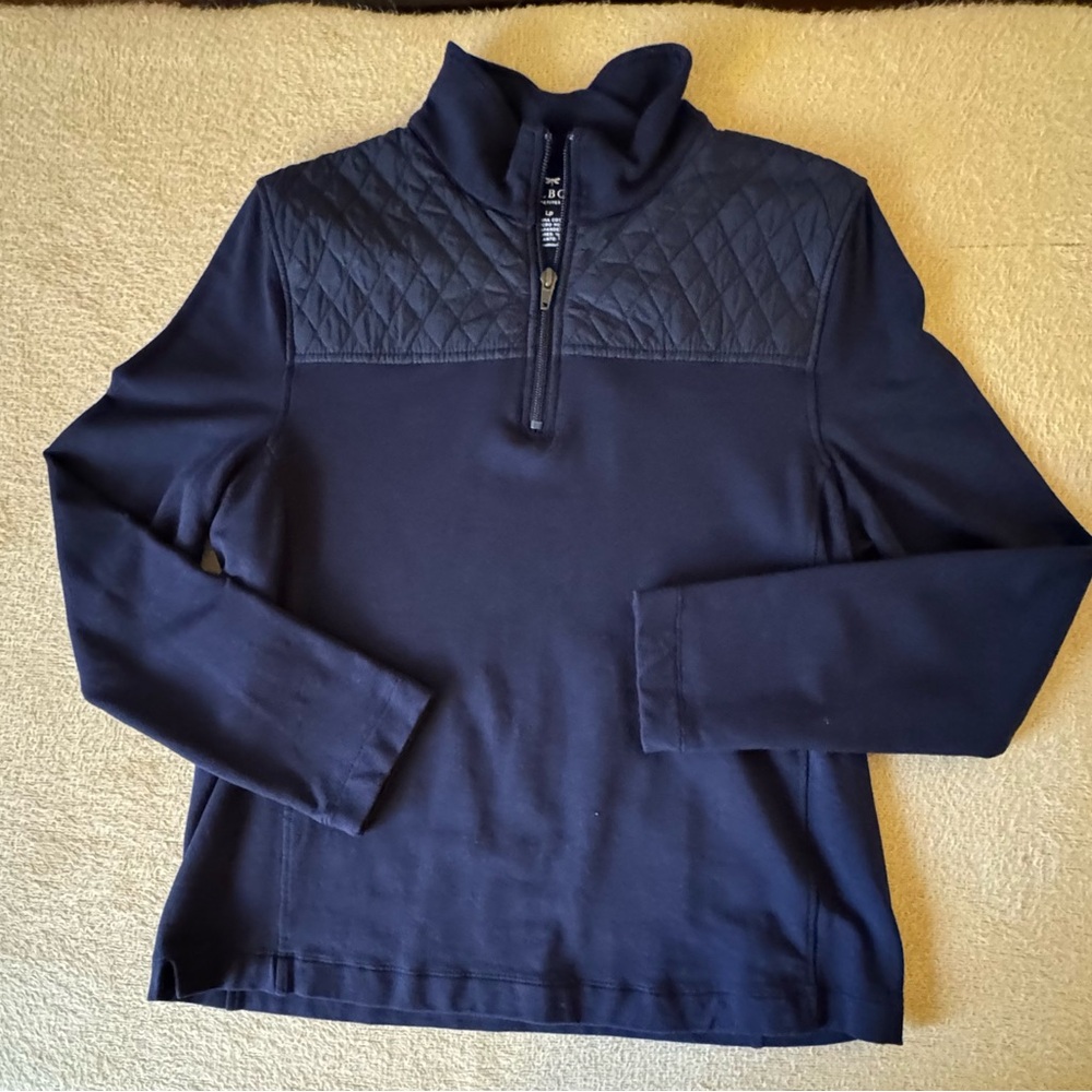 Talbots Navy Pullover with Quilted Texture
